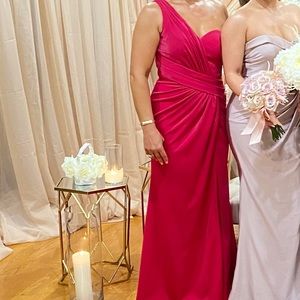 One Shoulder Hot Pink Gown